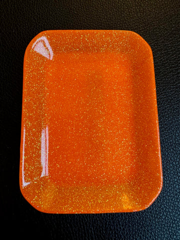 Electric Orange Glitter Tray